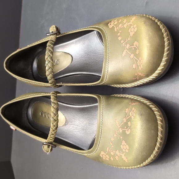 Ecco Green Leather Mary Jane Sussex Clog Woman's Shoes,Size 36. - Picture 2 of 15